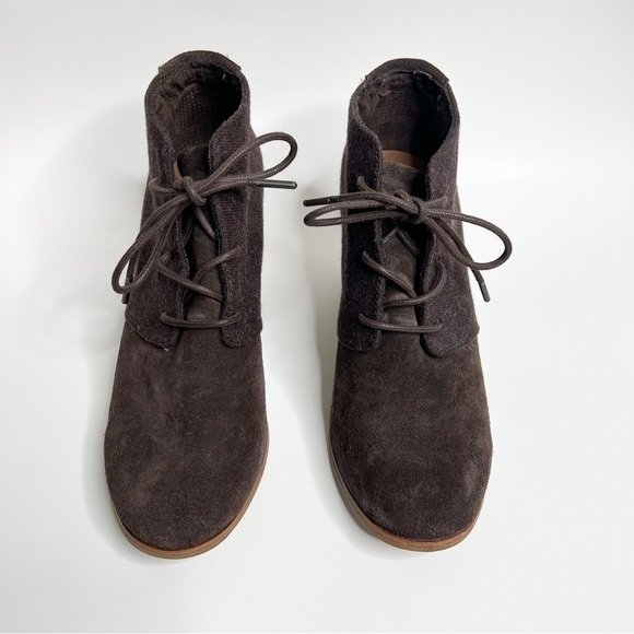 Toms Brown Suede & Fabric Rounded Lace Up Boots size 8.5 - Picture 2 of 10
